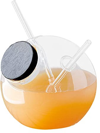 GOwavy Fish Bowls for Drinks, Fishbowl Glasses for Drinks with Lids and Straws, Clear Reusable Creative Drinking Cup for Cocktail Whiskey /146 (Color : Transparent, Size : B)