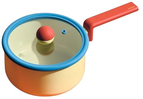 Danish Kitchen Stieltopf mit Deckel, antihaftbeschichtet, 17,8 cm, gesundes Kochen, Keramikbeschichtung, Kochtopf für Herde und Induktion, hergestellt in Korea (18 cm)