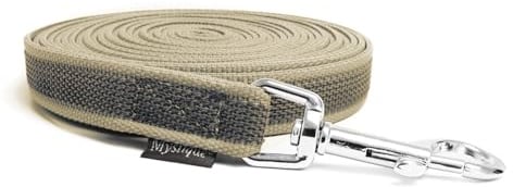 Mystique® Gummierte Schleppleine 20mm mit Handschlaufe Standard Karabiner beige 5m