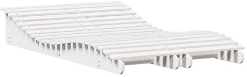 vidaXL Sonnenliege 2 STK., Sonnenbett Ergonomisch mit Liegefläche in S-Form, Gartenliege mit Latten-Design, Outdoor Liege Holzliege Poolliege, Weiß Massivholz Kiefer