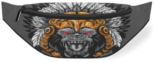 Azteken-Gorilla-Gürteltasche für Herren, Damen, Kinder, Mädchen, Jungen, Gorilla-Bauchtasche, Sport, Wandern, Laufen, Geldbörse, Gürteltasche, farbe, M, Taschen-Organizer