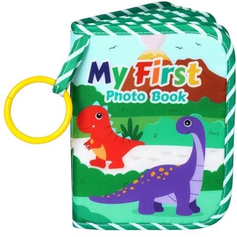 Aolso álbum de fotos,libro de recuerdos para autodiseñar y sentir hecho de tela - álbum de juguete de nacimiento para bebés y niños de 0+ meses para memorizar caras + nombres