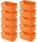 EURXLQ 10 stück Orange Aufbewahrungsbox Kunststoff Aufbewahrungskorb mit Griffen 30.5×20×12cm,Badezimmer Organizer Küchenschrank Organizer Box Körbe Aufbewahrung Kunststoffbox für Regal