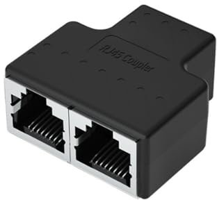H.May RJ45 Ethernet Splitter Adapter,Ethernet Cable Splitter,Through Head/Tee Head/One to Two Extension/Tee-head Connection Network Splitter Adapter (tee-head black)