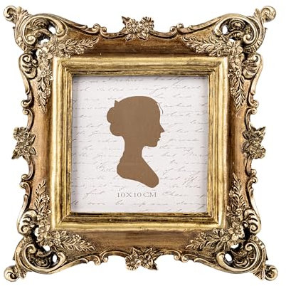 Sunlit Vintage Picture Frame 4x4 Inch, Luxury Antique Square Photo Frames with Glass Front, Photo Display, Tabletop Wall Hanging, Gift Ideas, Bronze Gold