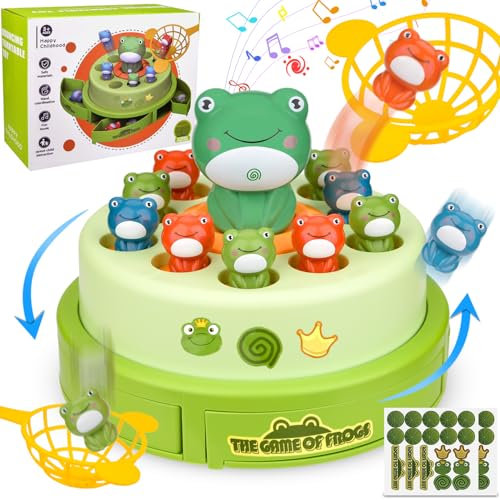 Vibbang Jouet de Grenouille Sauteuse, Jeu de Catapulte de Grenouille, Plateau Tournant de Grenouille D'éjection de Dessin Animé Multi-Personnes, Catapult Frog Turntable, Jumping Frog Toy (A)