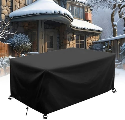 AJALGZ Gartenmöbel Abdeckung Winterfest 200x140x110cm/LxBxH Terrassenmöbel Abdeckung für Gartenmöbel Schutzhülle für Gartentisch Gewebe Schwarz Abdeckplane Gartenmöbel Schutzhülle Wasserdicht
