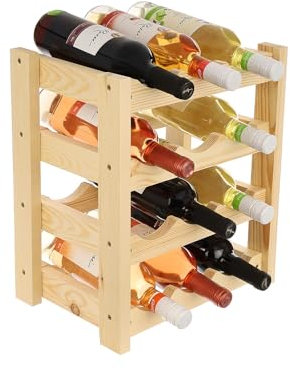 GoodFreshDecor Range Bouteille Casier À Vin pour 12 Bouteilles Stable en Bois De Pin Couleur Naturelle 34 x 24 x 40 cm