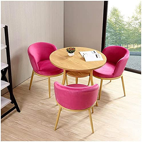 Esstisch Set aus Massivholz rund für Business Office inklusive 1 Tisch und 3 Stühlen