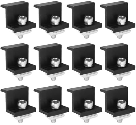 12pcs PV Solar Panel End Clamp Aluminum Alloy Photovoltaic Solar Mount Z Bracket Clamp for Farm (40mm)