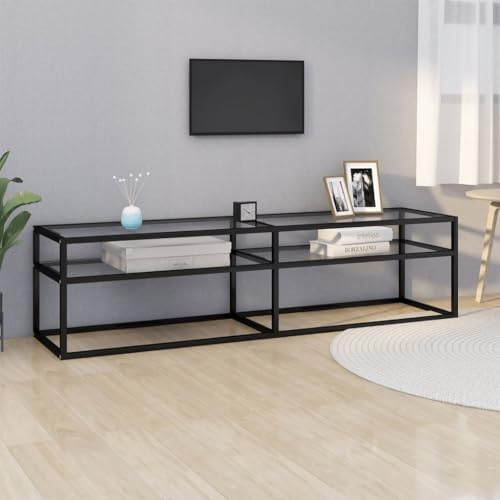 Myheimly TV-Schrank Lowboard TV Möbel Tisch Board Sideboard Fernsehtisch Fernsehschrank HiFi-Schrank Transparent 160x40x40,5 cm Hartglas