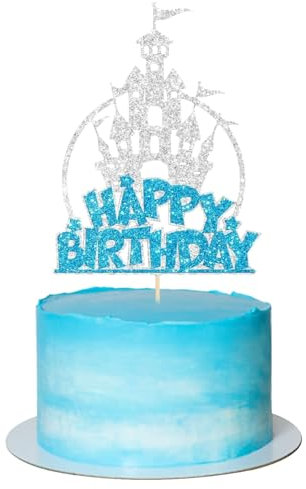 Schloss Tortendeko Geburtstag, Glitzer Happy Birthday Cake Topper, Prinzessin Kuchen Deko, Schloss Kuchen Topper für Prinzessin Thema Baby Dusche Hochzeit Geburtstag Party Dekorationen (A)