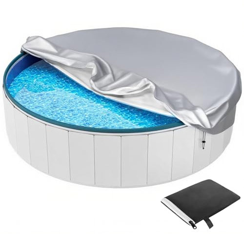 460 cm Cubierta Redonda para Piscina de Tanque, Cobertor para Piscinas, Cubierta de Bañera Redonda al Aire Libre, Cubierta Redonda de La Piscina Agua a Prueba de Polvo,Silver Grey,82cmx30cm
