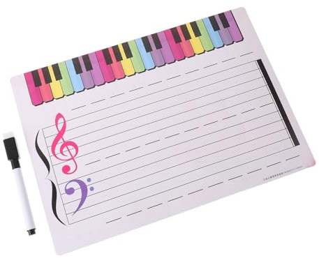 FIXOSHEE Musiknoten Whiteboard Wiederbeschreibbares Pet Fünf linien Notenblatt Tafel mit Stift für Musikunterricht und Übung Zuhause Wiederverwendbar Abwaschbar Langlebig