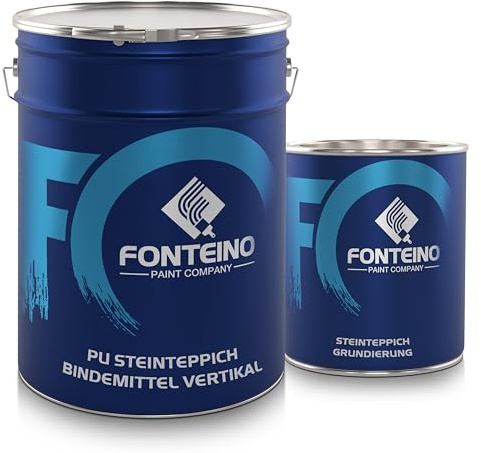 Fonteino PU Natur Steinteppich Bindemittel Senkrecht Vertikal 3Kg + Grundierung 1Kg Binder Wand Sockel