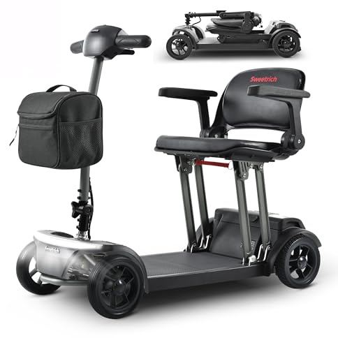 Klappbar Elektromobil für Senioren, Upgrade 4 Rad Mobilität Roller mit Automatic Elektromagnetische Braking, 25 KM Reichweite, LED Safety Lighting, 120KG Load für Senioren Behinderte Beginner (20AH)