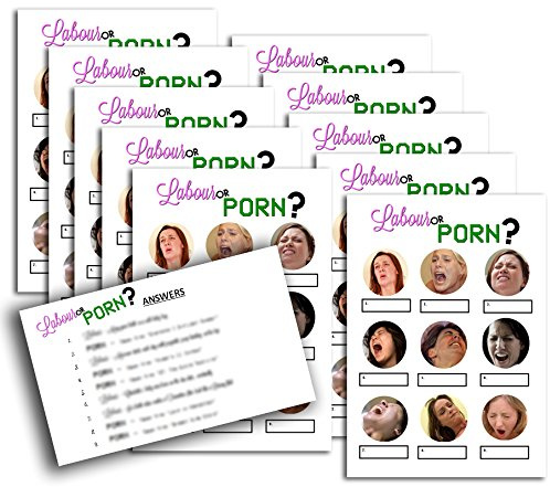 My Pretty Little Gifts Labour or Porn Baby Shower Game - 10 Pack - Hilarious Game Idea for the Mum to Be to play at the Baby Shower!