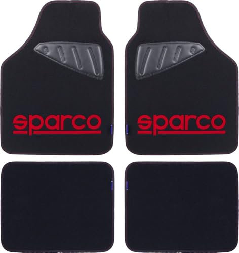 Sparco Universal Fußmatten Set Auto Teppich Schwarz/Rot Polyester