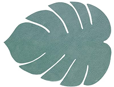 Lind DNA Tischset Monstera Recyceltes Leder Hippo Pastell Grün, Maße: 42cm x 35cm, 989949