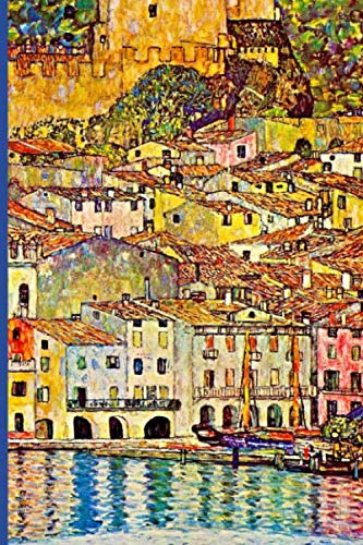 InspirationzStore Notebooks: Malcesine on Lake Garda in Italy Art by Gustav Klimt Discreet Internet Password Book Organizer A5 Notebook Logbook, website login details keeper Online Accounts manager