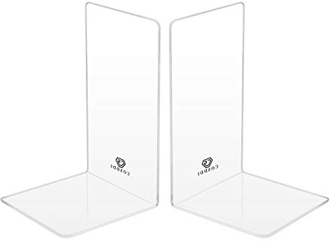 CS COSDDI Buchstützen Buchstopper, 2 Stück Universal Premium Clear Bücher Halter, Ordnerhalter DVD Unsichtbares Bücherregal, Bookends Buchstopper, Buchhalterung Buch Halter Buchbeschwerer -Transparent