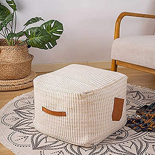 MOCOFO Freizeit Kreativer Sofa-Hocker, moderner, minimalistischer Tatami-Boden-Futon-Matte, grober Stoff, bedruckter Quasten-Pouf-Bezug (Chenille-Leder-Samt, 40 x 40 x 30)