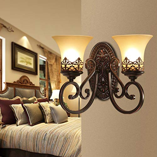 E27 Rustikal Wandleuchte Vintage Glas Klassisch Kerzen Design Spiegelleuchte Wandlampe für Retro Korridor Treppen Esszimmer Schlafzimmer Wohnzimmer Balkon Studie Büro Badezimmer Wandspots 2-flammig