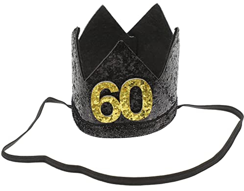 Amosfun 60. Geburtstag Krone Hüte Glitzer Geburtstag Party Stirnband Happy Birthday Party Hüte Geburtstag Party Dekoration Foto Requisiten für Kinder und Erwachsene
