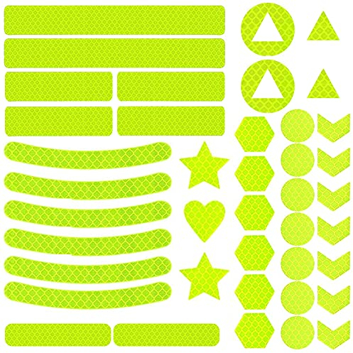 DOULEIN Reflektoren Aufkleber Sticker,41 Pcs Selbstklebend Reflektoren Aufkleber Sticker Set Reflektor Aufkleber Set für Kinderwagen,Fahrrädern,Motorräder,Helmen