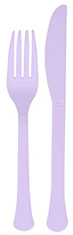 Amscan 9915411-212 - Pastel Lilac Eco-Friendly Re-usable Dishwasher Safe Mixed Cutlery - 24 Pack