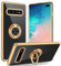 YINLAI Samsung Galaxy S10 Plus Case Soft Silicone TPU Slim Case with Gold Magnetic Ring Holder Shockproof Women Protective Girls Case Cover for Samsung Galaxy S10 Plus, Black