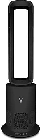 VORTEX AIR Cleanse Bladeless Air Purifier in Black Graphite - Adjustable Oscillating Tower Fan with Timer and HEPA Filter - Remote Heater & Cooler