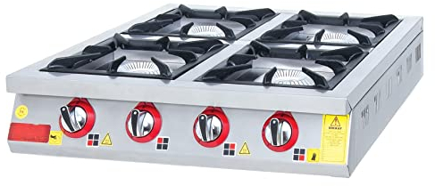 Cocina industrial profesional sobremesa a gas con gran potencia y tamaño 80x84cm para negocios de restauracion,hosteleria. (4 FOGONES)