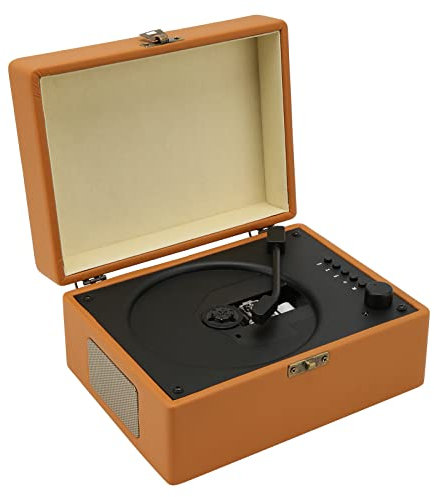 Bluetooth Portable Suitcase Record Player, Vintage CD Player Built in HiFi Full Frequency Dual Speakers, with Remote Control