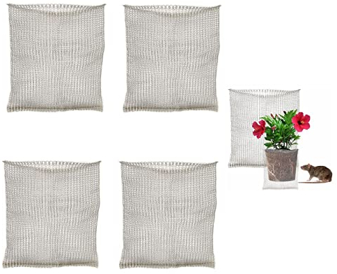 Wnvivi 4 x Edelstahl-Wurzelschutz-Netzbeutel, 45 x 40 cm, Wurzelschutzkörbe für Pflanzen, unterirdische Maulwurf- und Wühlmauskörbe für Pflanzen