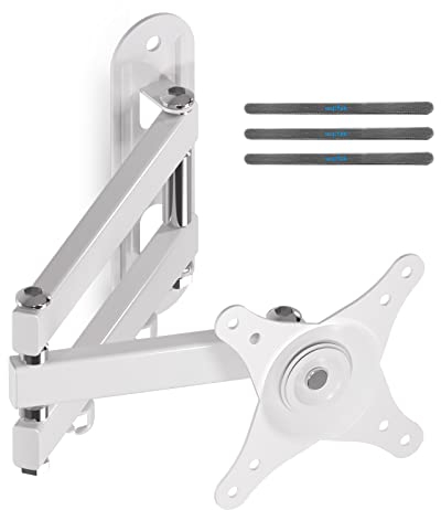 Suptek TV Wall Mount Swivel Tilt Rotation Full Motion Adjustable Articulating for Most 15-32 inch LED, LCD Monitor Wall Mount VESA 75/100, White (MA2720W)