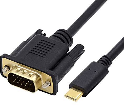 NFHK USB 3.1 Type C USB-C Source to VGA RGB 1080P Displays Male Monitor Cable for Laptop 1.8m