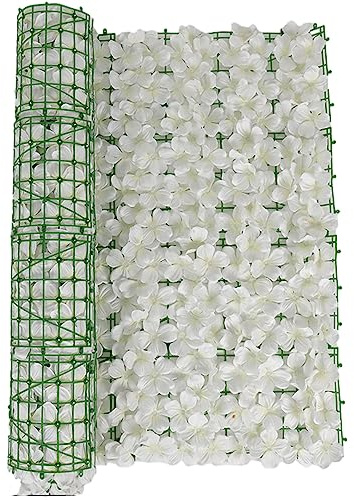 BBTISG Recinzione Artificiale per Siepi di Edera Artificiale, 50 X 100cm Decorazione per Matrimoni Recinzione da Giardino per Decorazione da Parete (bianco)