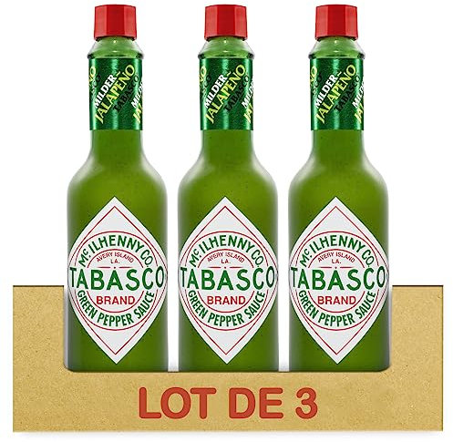 Tabasco Sauce Epicée Vert au Piment Jalapeño - Lot de 3 flacons de 60ml