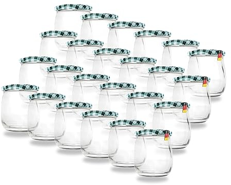 Flaschenbauer Lot de 24 bocaux de conservation polyvalents de 417 ml avec couvercle Twist-Off pratique TO82 – Parfaits pour les confitures, le miel, les fruits, les légumes – Diverses couleurs et