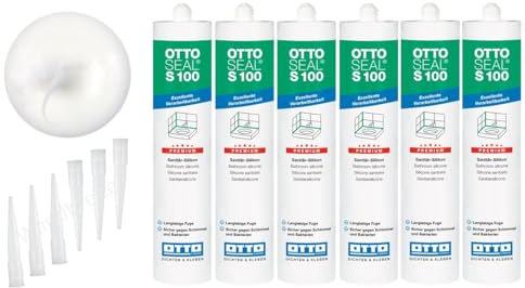 OTTOSEAL S 100 Premium-Sanitär-1K-Silicon Dichtstoff matt 6 Kartuschen auf Acetat Basis Otto Chemie (6x matt weiß C8687)