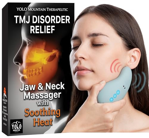 TMJ Relief Products Jaw Massager w/ Soothing Heat, Patented TMJ Massage Tool w/ 10 Gentle Vibration Modes, Eases TMJ Jaw & Neck Pain, Stiffness, Tension, Headaches, Migraine Relief
