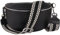 MIRROSI® Bauchtasche Damen, Echtleder, Made in Italy, Umhängetasche, Brusttasche, Crossbody Bag (1 Tasche & 2 Gurte) (Schwarz (Pünkchen Schwarz), Große Tasche (28x18x9cm))