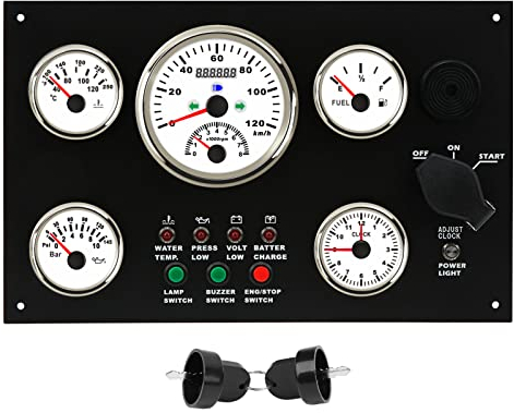Groupe De Jauges Numériques 5 Groupes De Jauges Tableau De Bord De Bateau Compteur De Vitesse Niveau De Carburant Température De L'eau Compteur De Pression D'huile Pour Camping-car(12V)