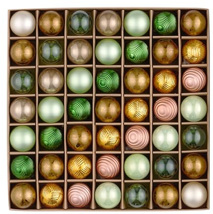 Valery Madelyn Weihnachtskugeln,49 stück Christbaumkugeln Weihnachtskugel mit Geschenkpaket, 3cm Weihnachtsbaumschmuck Christbaumschmuck mit Aufhänger,deko Weihnachten, Thema Grün Gold
