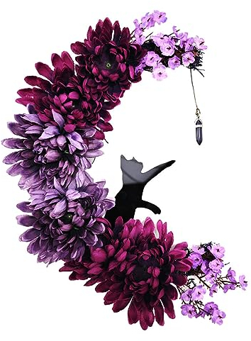 rongweiwang Halloween Kränze mit Lichtern – Türdekoration im Oktober. Kunststoff Kranz Dekorationen, Türkränze, Türbehang, Typ B, mit Licht