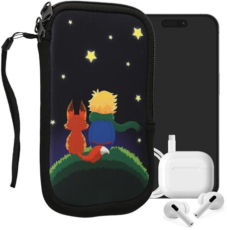kwmobile Handytasche für Smartphones L - 6,5 - Neopren Handy Tasche Hülle Cover Case Schutzhülle - Junge mit Fuchs Gelb Braun Dunkelblau - 16,5 x 8,9 cm Innenmaße