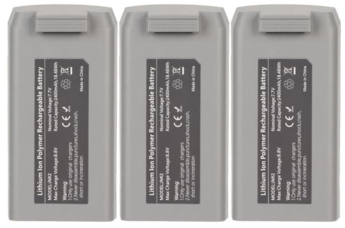 3pcs RC Drone Battery, 7.7V 2400mAh Remote Control UAV Backup Battery, 40 Minutes of Flight Time, Lithium Ion Battery for DJI Mavic Mini 2 for Mini 2 SE for Mini SE