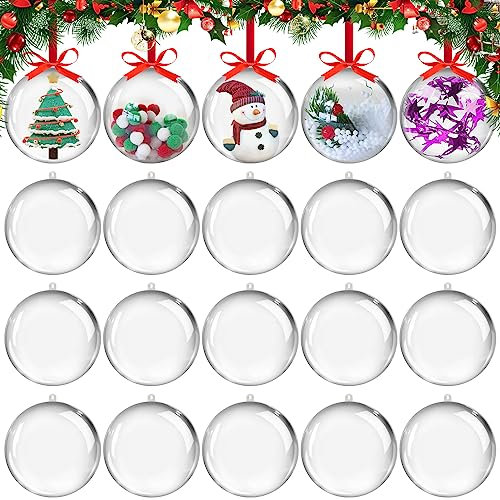20 Stück Weihnachtskugeln Kunststoff,Transparent Weihnachtskugeln zum befüllen Christbaumschmuck Kunststoff Christbaumkugeln für Weihnachtsschmuck,Weihnachtsbaum,Hochzeit,Partys,DIY Dekoration (M-6CM)
