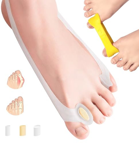 nailgeler 3 Stück Hallux Valgus Korrektor Set, Silikon Hallux Valgus Zehenspreizer, Hallux Valgus Trainingsband, Hallux Valgus Korrektur Set für Damen & Herren